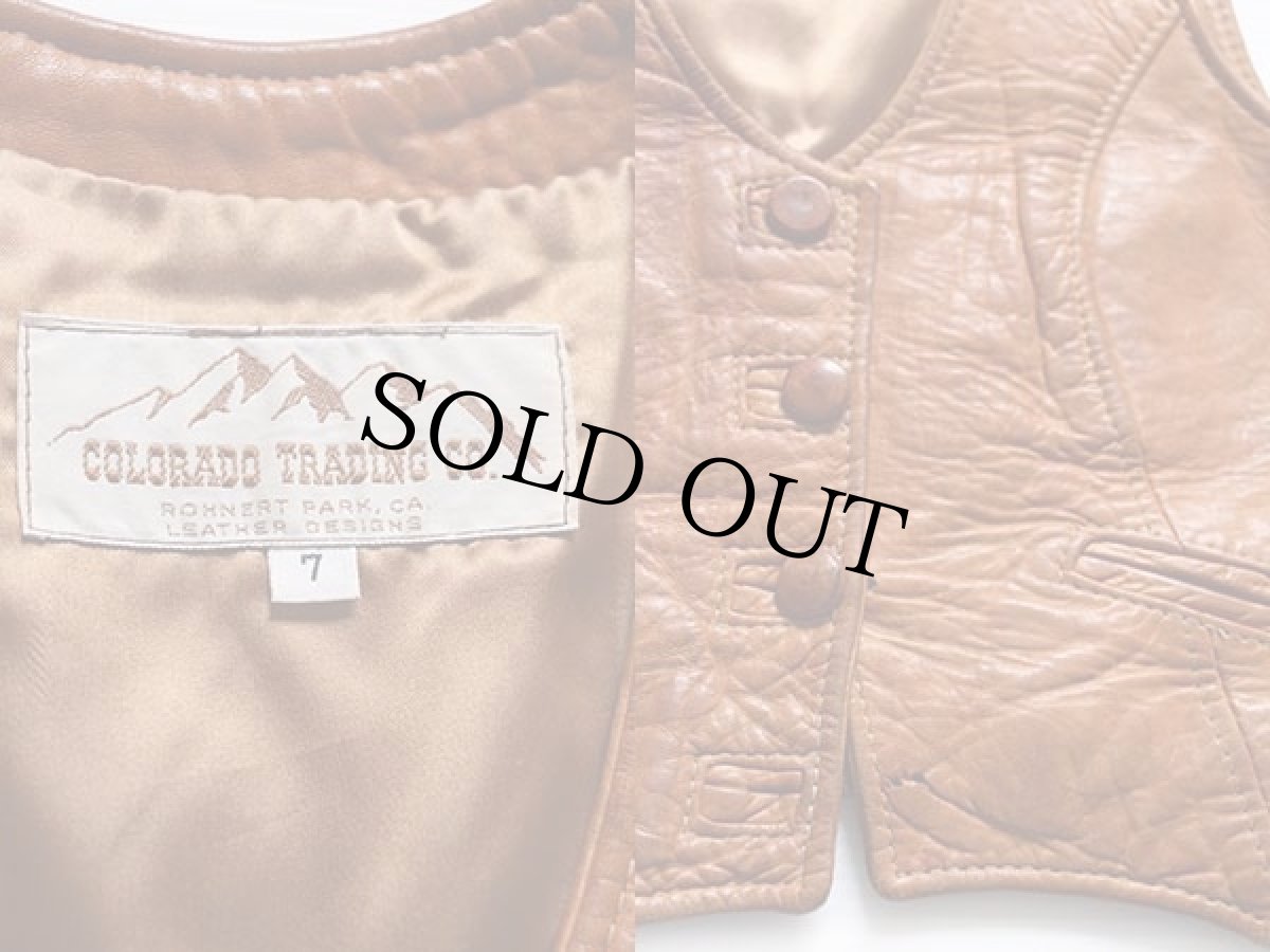 画像3: 70s COLORADO TRADING レザーベスト 茶 7 (3)