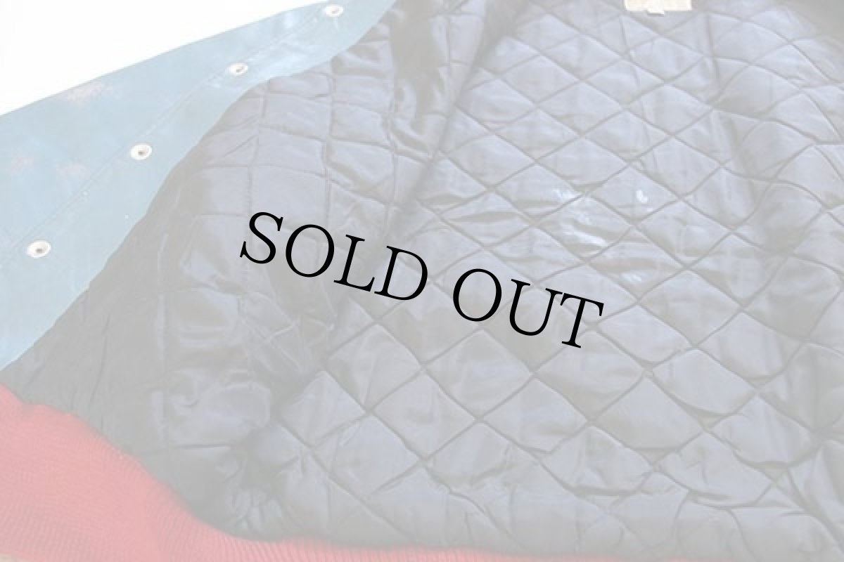 画像5: 70s USA製 MECA パッチ付き キルティングライナー オールレザー スタジャン 青 42 (5)