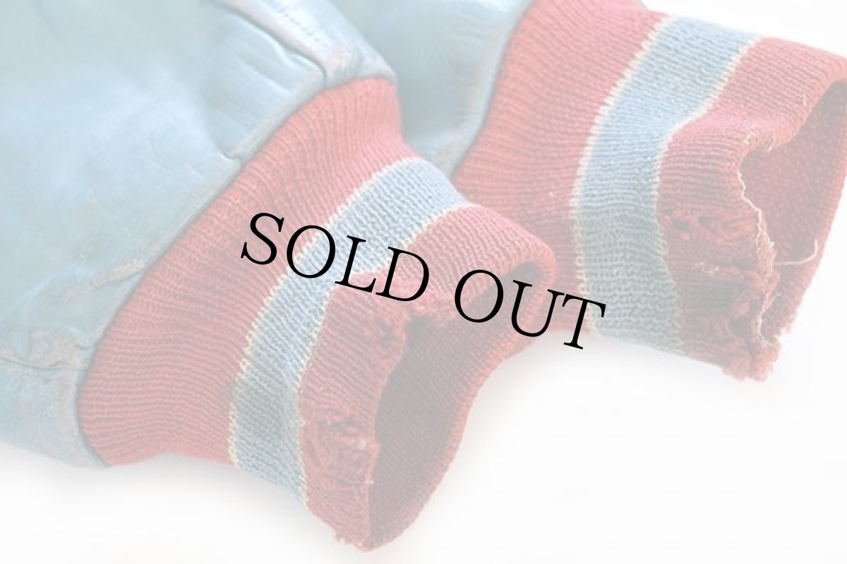 画像9: 70s USA製 MECA パッチ付き キルティングライナー オールレザー スタジャン 青 42 (9)