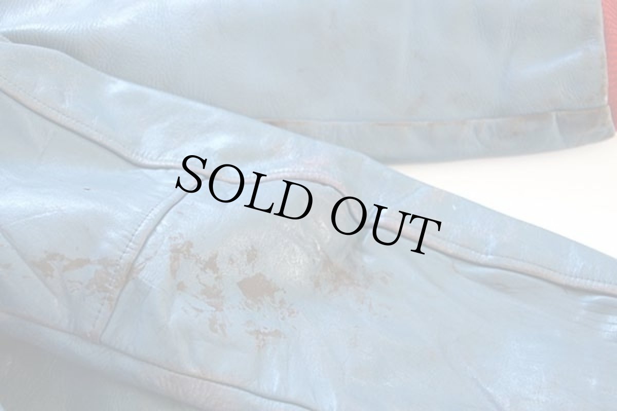 画像8: 70s USA製 MECA パッチ付き キルティングライナー オールレザー スタジャン 青 42 (8)