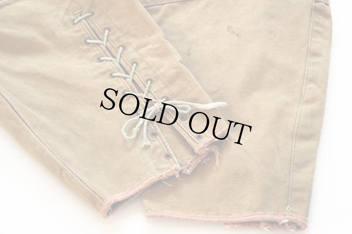 画像5: 40s UNKNOWN コットン ダブルニー ジョッパーズパンツ カーキ (5)