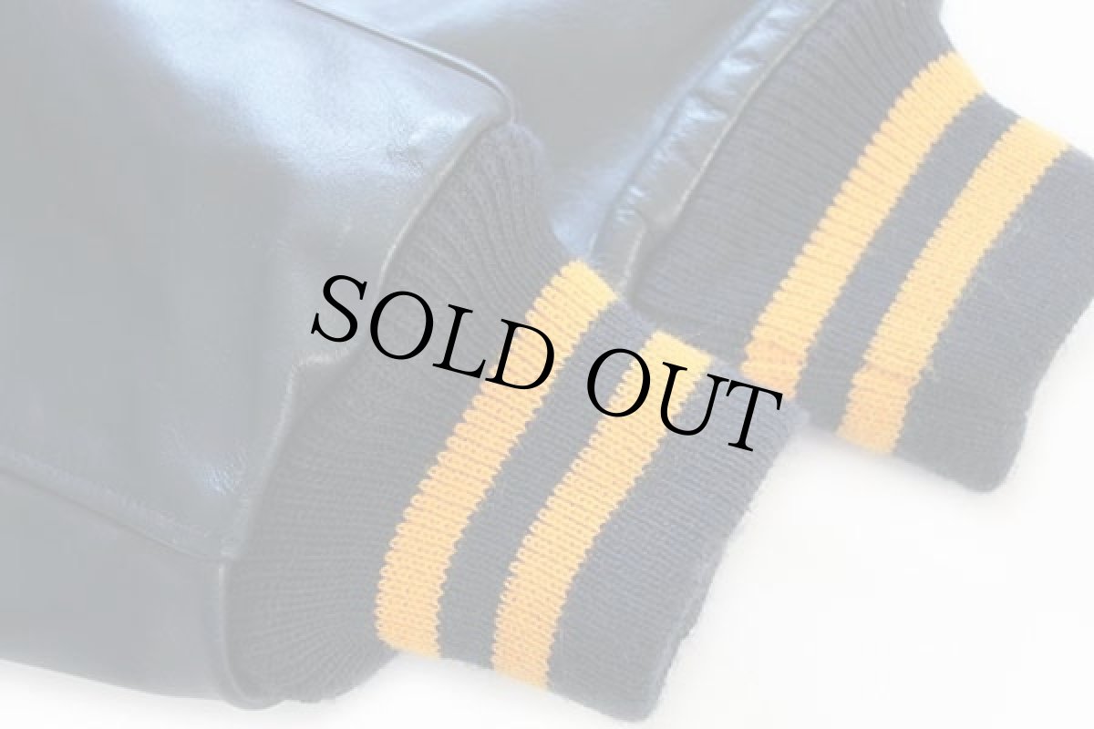 画像6: USA製 General Sports パッチ付き キルティングライナー オールレザー スタジャン 紺 S (6)