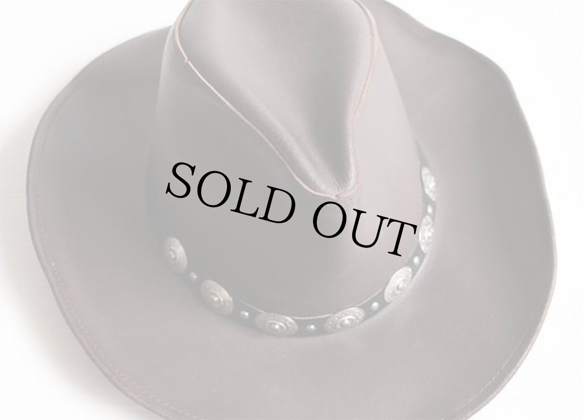 画像2: USA製 HENSCHEL HAT ヘンシェル コンチョ付き レザー カウボーイハット 焦げ茶 M★ウエスタン (2)