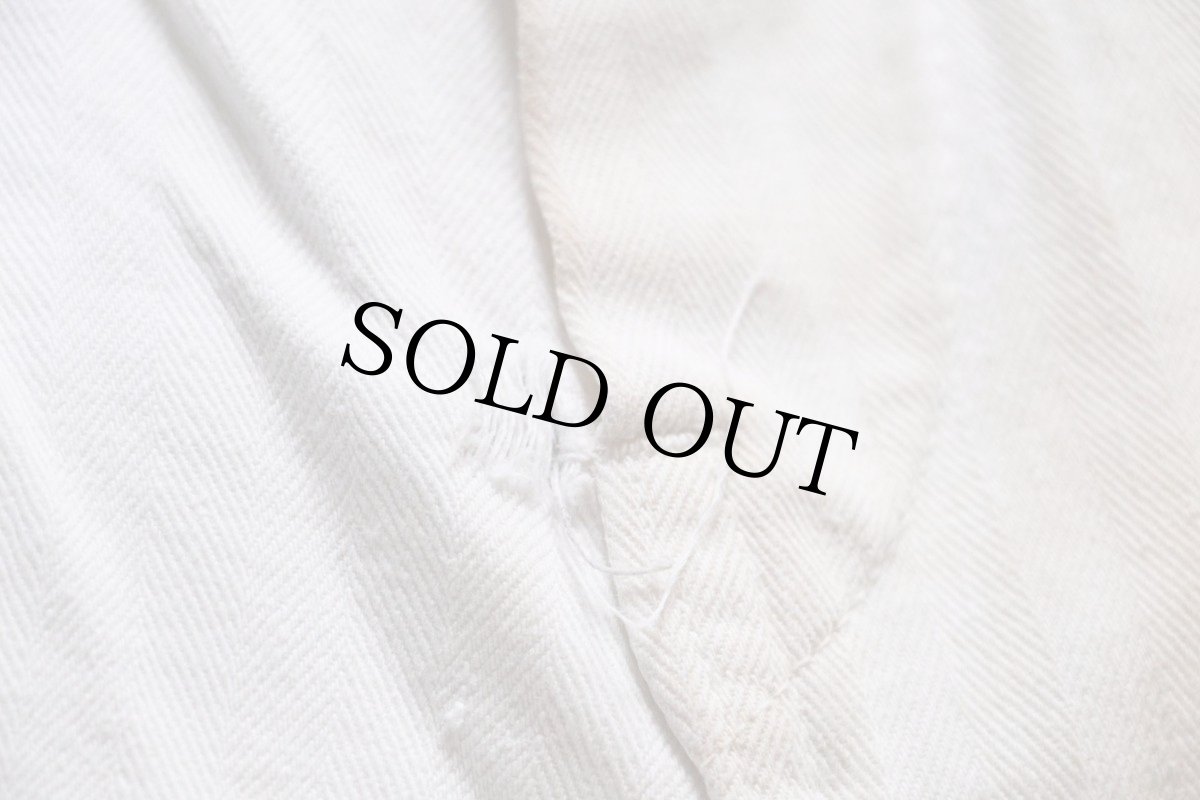 画像7: 50s CLEVELAND OVERALL CHRYSLERパッチ付き ツートン HBT ヘリンボーンツイル オールインワン ボロ 白×紺 44★つなぎ (7)