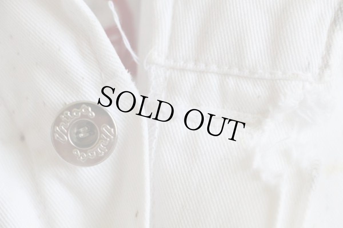 画像6: 50s Unitog チェーン刺繍 ツートン コットン オールインワン ボロ 白×赤★つなぎ (6)