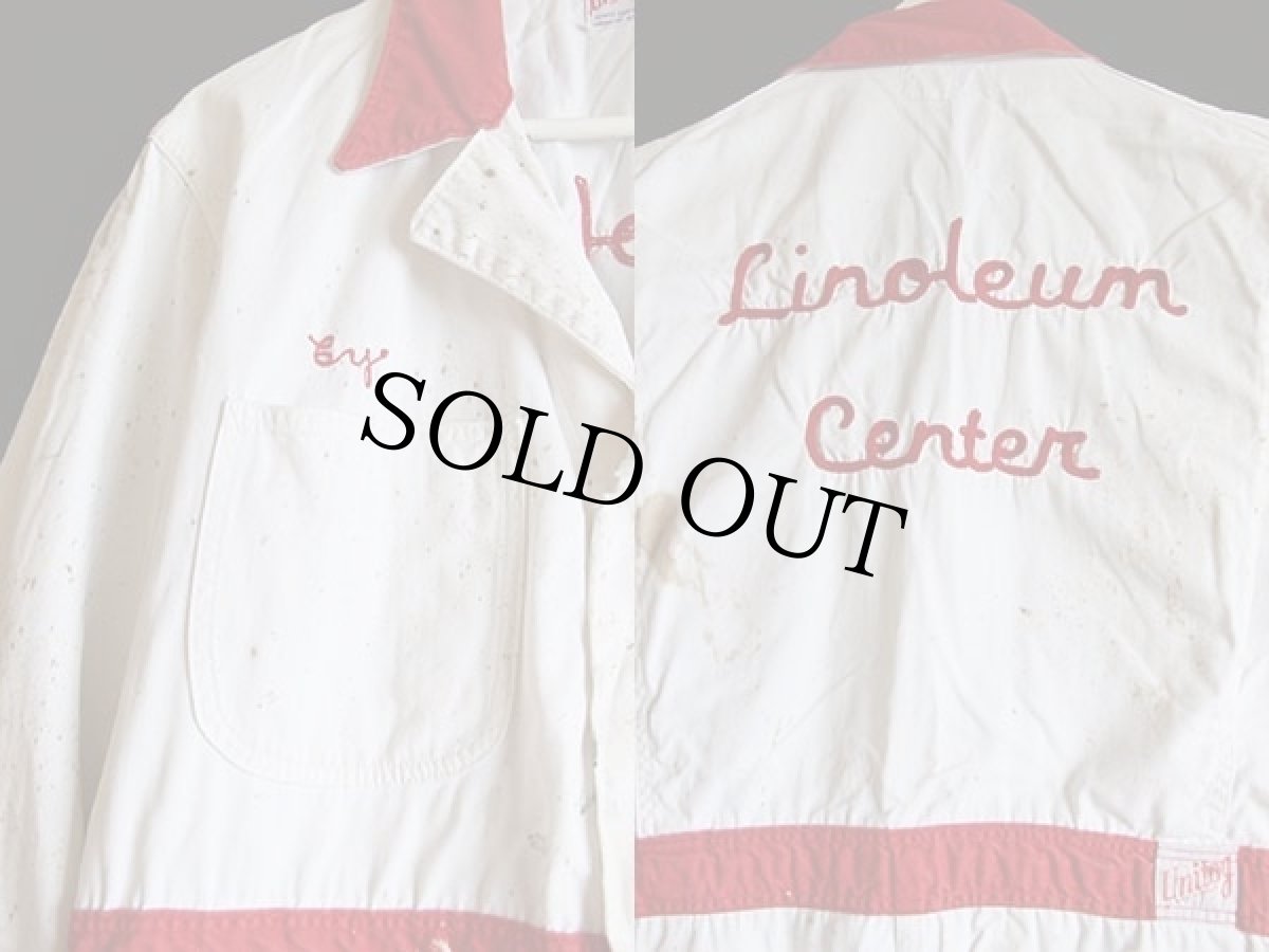 画像3: 50s Unitog チェーン刺繍 ツートン コットン オールインワン ボロ 白×赤★つなぎ (3)