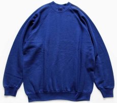 画像1: 90s USA製 FRUIT OF THE LOOM 無地 スウェット 青 XL★ブランク (1)