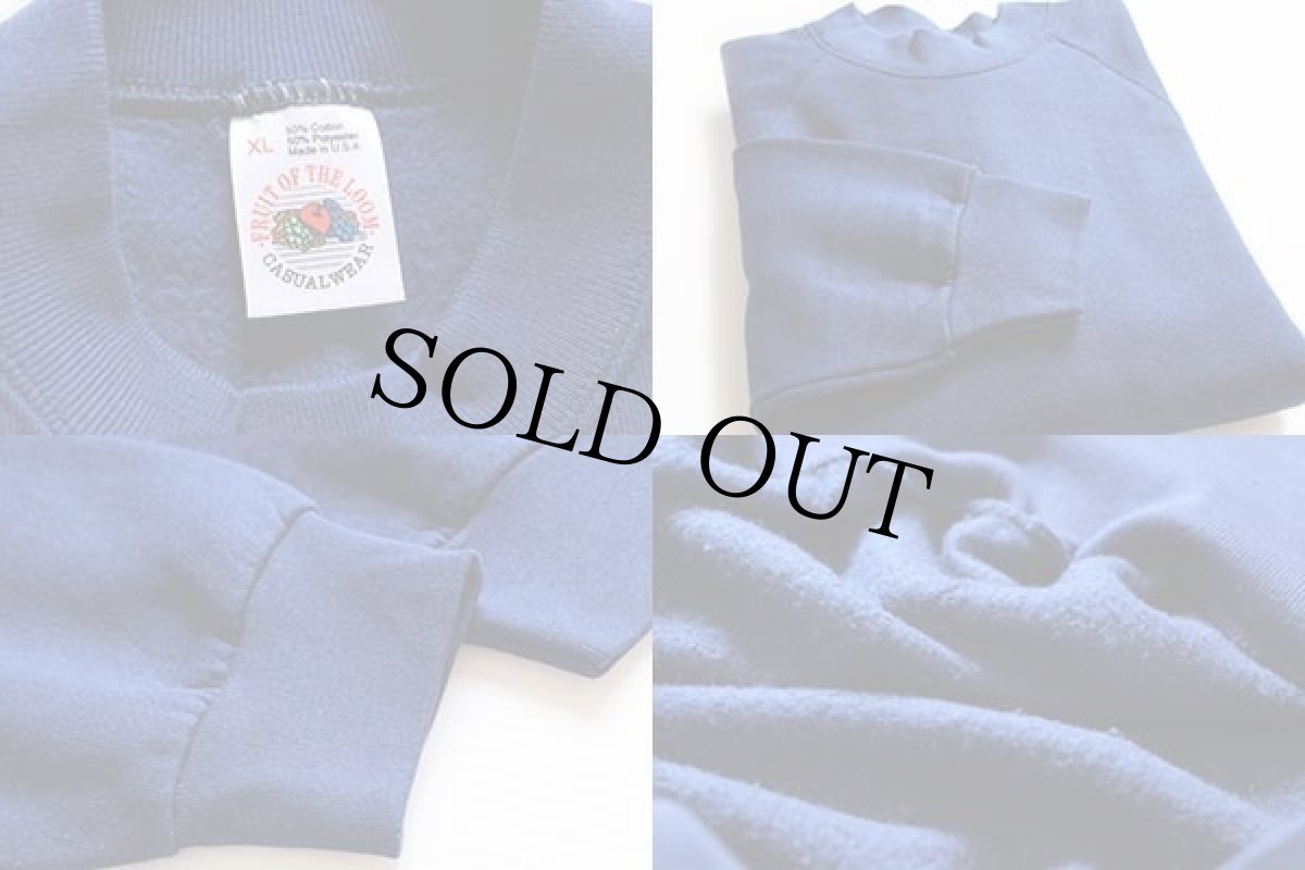 画像3: 90s USA製 FRUIT OF THE LOOM 無地 スウェット 青 XL★ブランク (3)