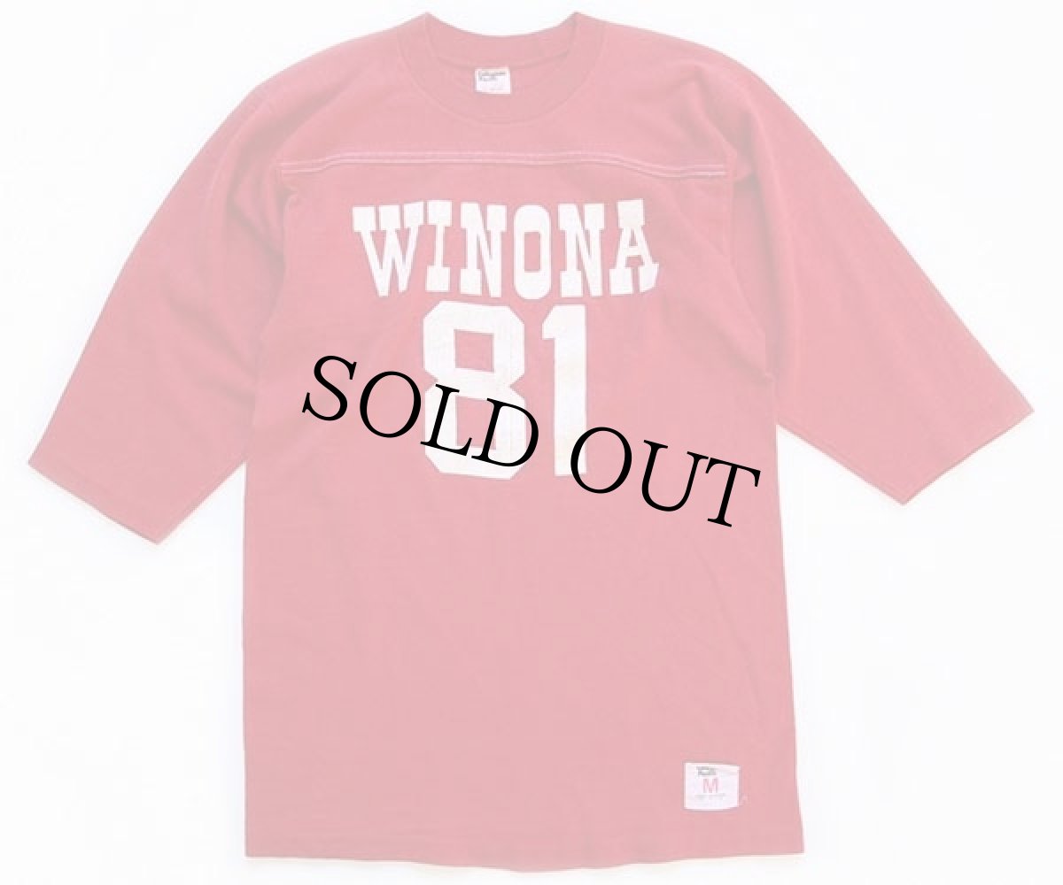 画像1: 80s USA製 Collegiate Pacific WINONA 81 ナンバリング フットボールTシャツ 赤 M (1)