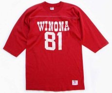 画像1: 80s USA製 Collegiate Pacific WINONA 81 ナンバリング フットボールTシャツ 赤 M (1)