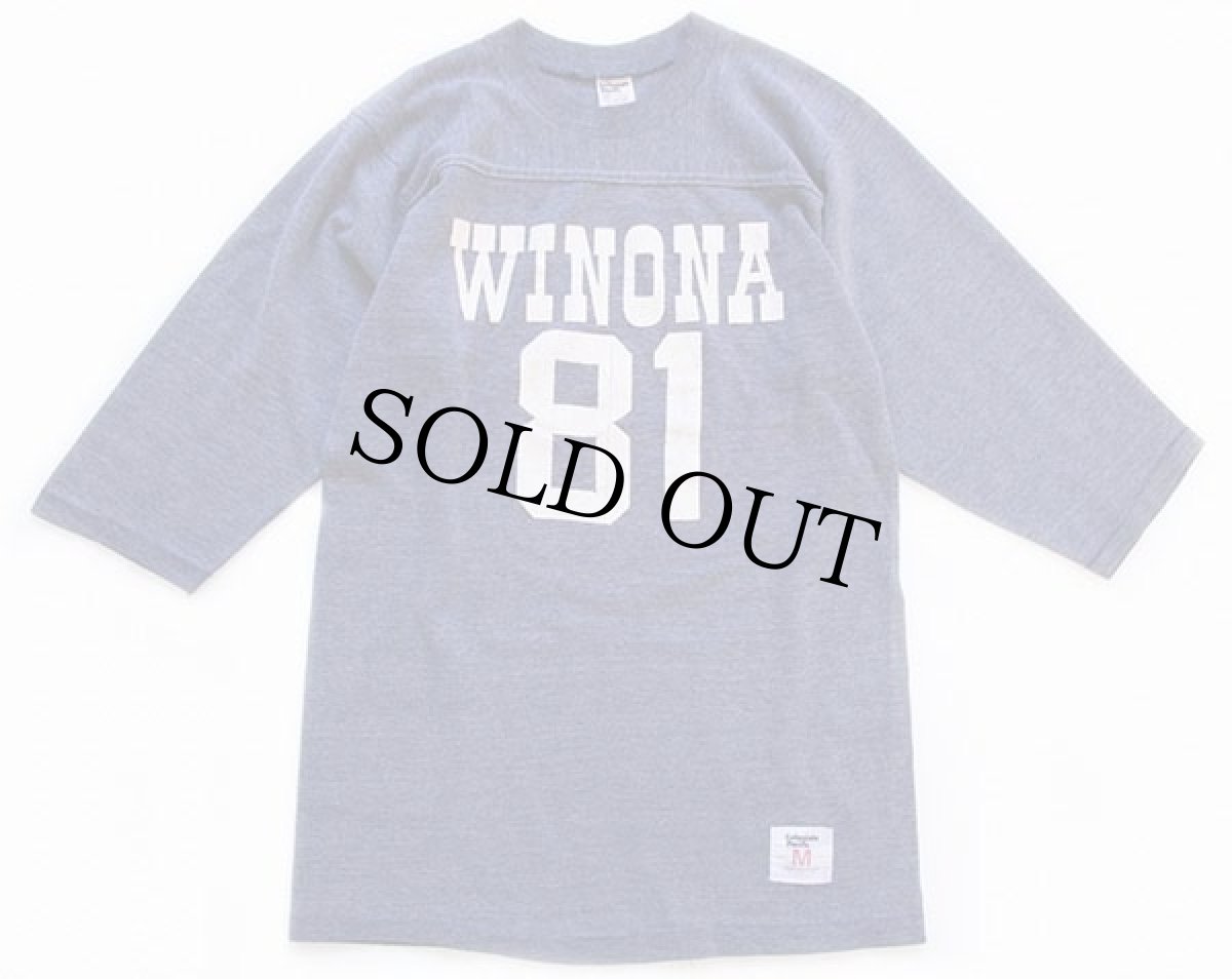 画像1: 80s USA製 Collegiate Pacific WINONA 81 ナンバリング フットボールTシャツ ブルーグレー M (1)