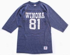 画像1: 80s USA製 Collegiate Pacific WINONA 81 ナンバリング フットボールTシャツ ブルーグレー M (1)