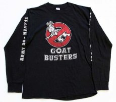 画像1: 80s USA製 Championチャンピオン GOAT BUSTERS ARMY vs NAVY コットン 長袖Tシャツ 黒 L (1)