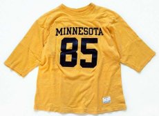 画像1: 80s USA製 Championチャンピオン MINNESOTA 85 ナンバリング コットン フットボールTシャツ 黄 L (1)