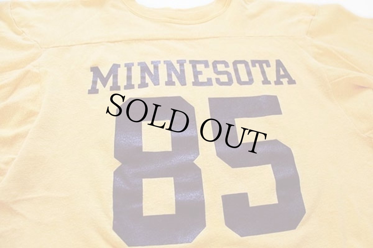 画像3: 80s USA製 Championチャンピオン MINNESOTA 85 ナンバリング コットン フットボールTシャツ 黄 L (3)