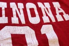 画像6: 80s USA製 Collegiate Pacific WINONA 81 ナンバリング フットボールTシャツ 赤 M (6)