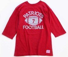 画像1: 70s USA製 Championチャンピオン PATRIOTS 7 コットン フットボールTシャツ 赤 M (1)