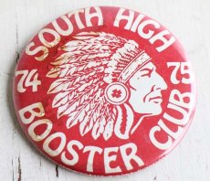 画像1: 70s 74-75 SOUTH HIGH BOOSTER CLUB インディアンヘッド 缶バッジ (1)