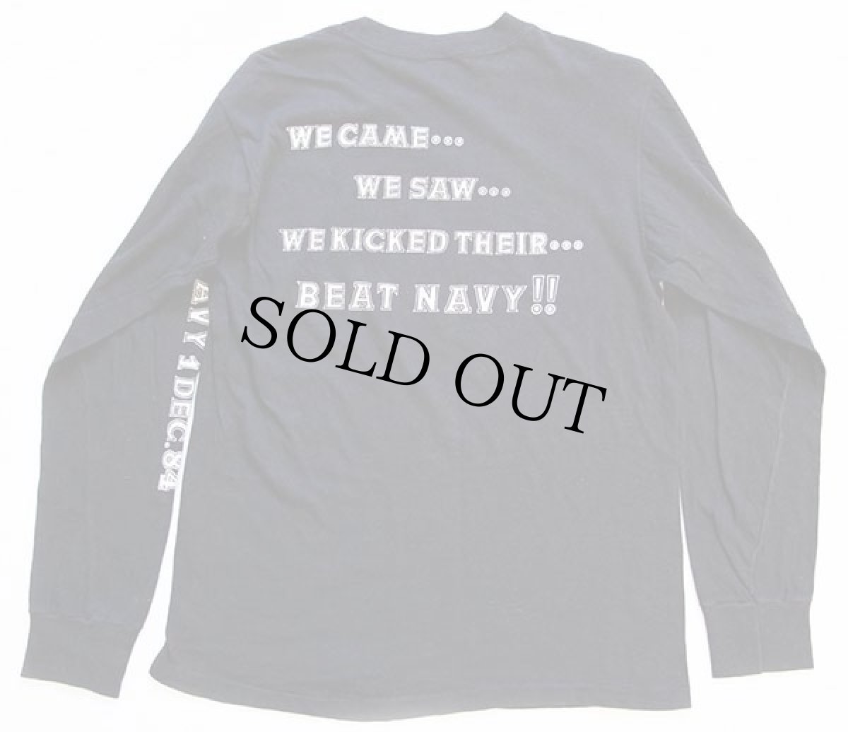 画像2: 80s USA製 Championチャンピオン GOAT BUSTERS ARMY vs NAVY コットン 長袖Tシャツ 黒 L (2)