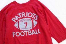 画像3: 70s USA製 Championチャンピオン PATRIOTS 7 コットン フットボールTシャツ 赤 M (3)