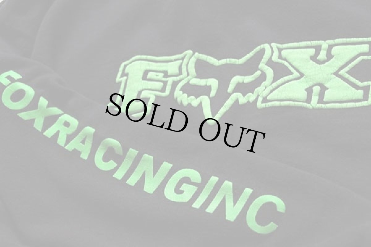 画像2: 00s FOX RACING 蛍光 発泡プリント スウェットパーカー 黒 XL (2)