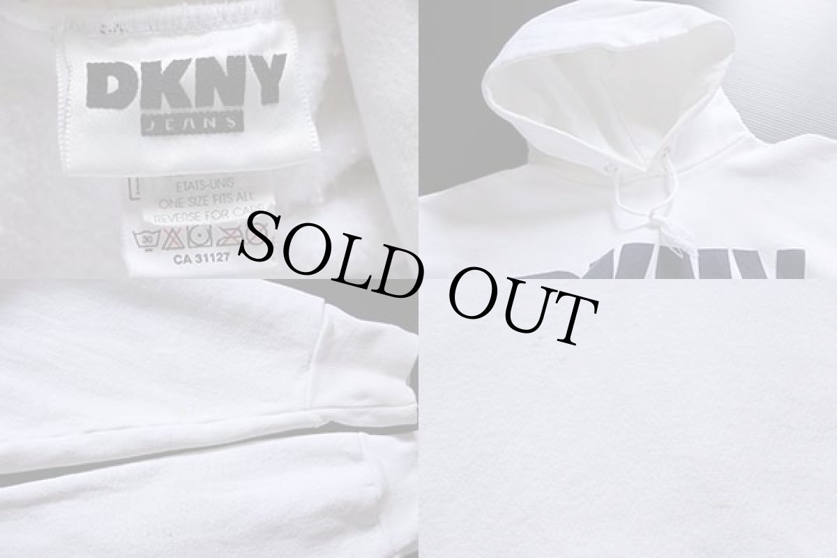 画像3: 90s USA製 DKNY JEANS ダナキャラン ニューヨーク ビッグロゴ リバースウィーブ スウェットパーカー 白 (3)