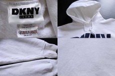 画像3: 90s USA製 DKNY JEANS ダナキャラン ニューヨーク ビッグロゴ リバースウィーブ スウェットパーカー 白 (3)