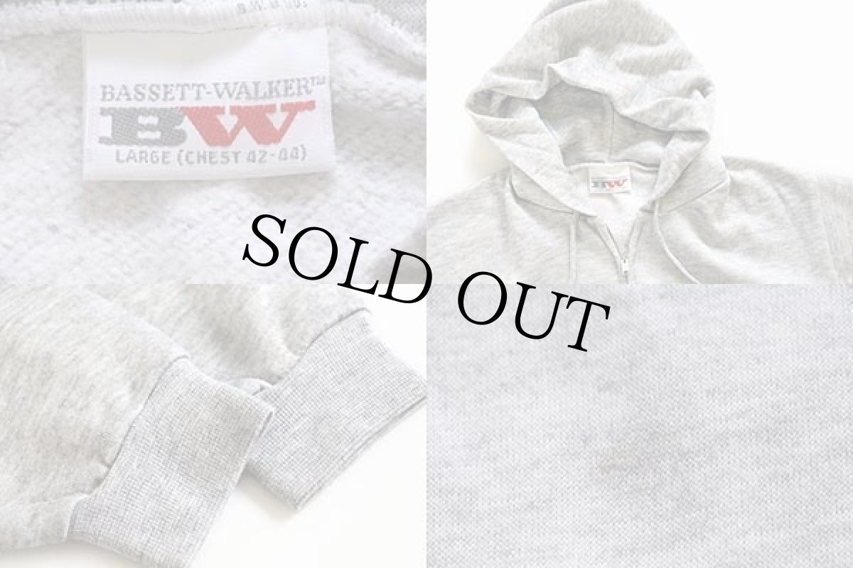 画像3: 80s USA製 BASSETT-WALKER 無地 スウェット ジップパーカー 杢グレー L (3)