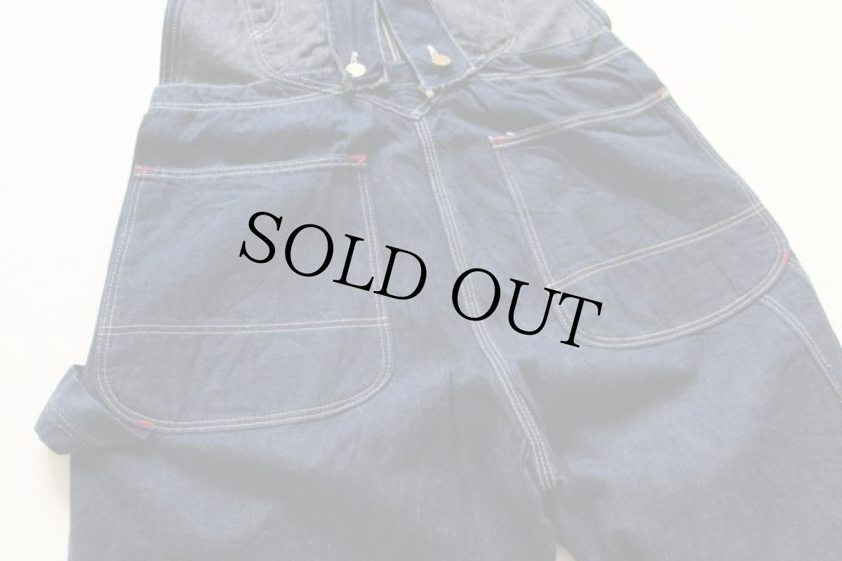 画像6: 50s UNKNOWN ローバック インディゴ デニム オーバーオール (6)