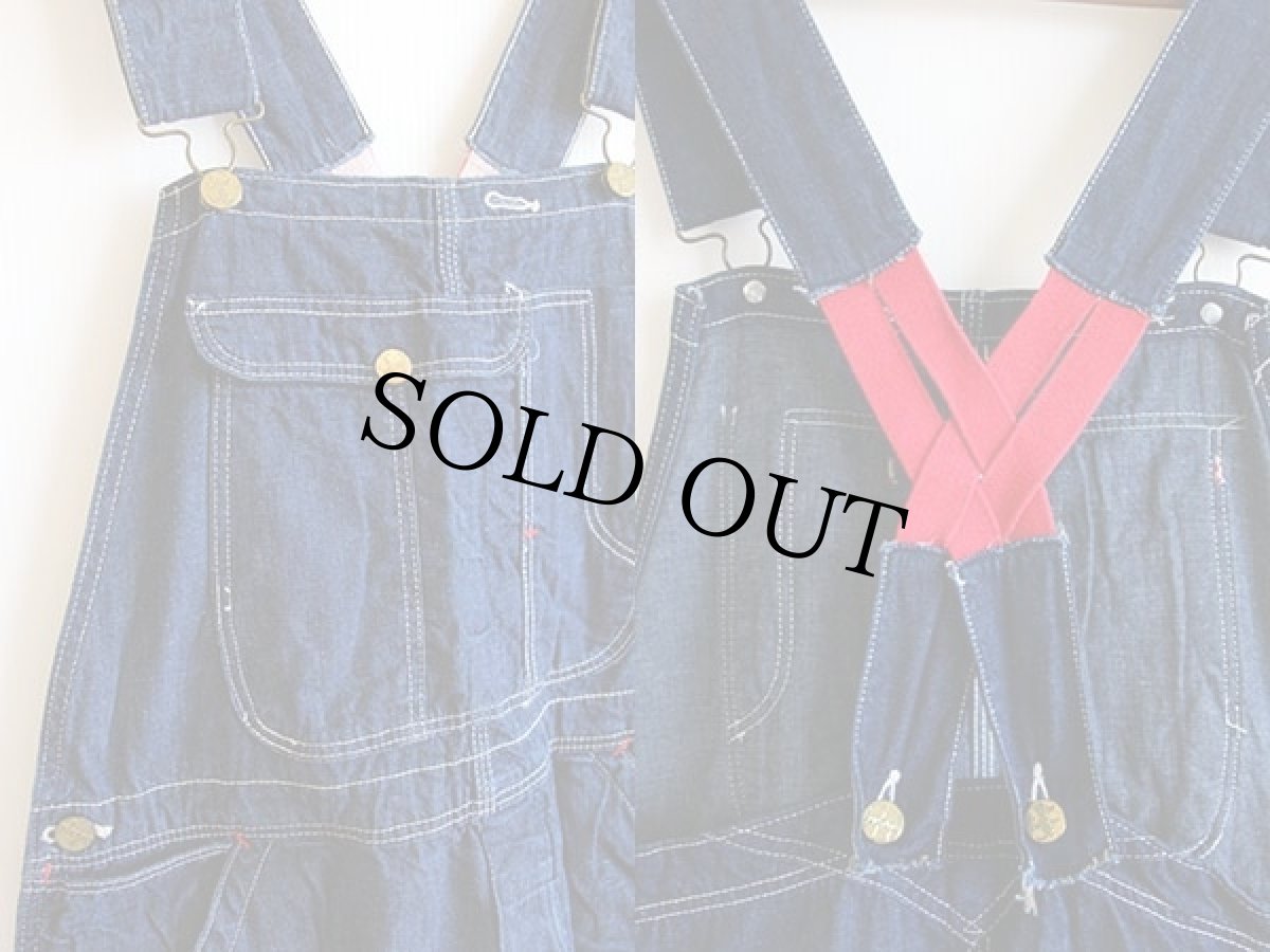 画像3: 50s UNKNOWN ローバック インディゴ デニム オーバーオール (3)