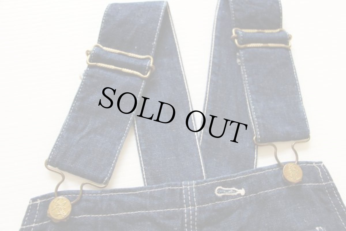 画像4: 50s UNKNOWN ローバック インディゴ デニム オーバーオール (4)