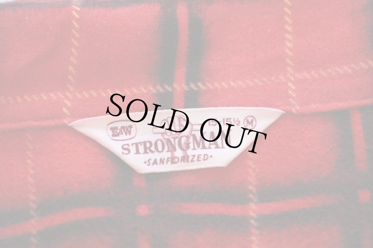 画像3: 50s E&W STRONGMAN チェック プリントネルシャツ M (3)