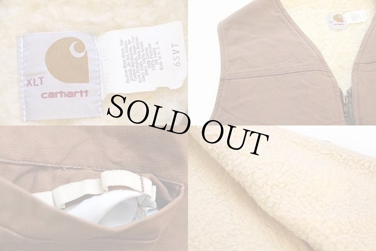 画像3: 70s USA製 carharttカーハート ボアライナー ダックベスト 茶 XLT (3)