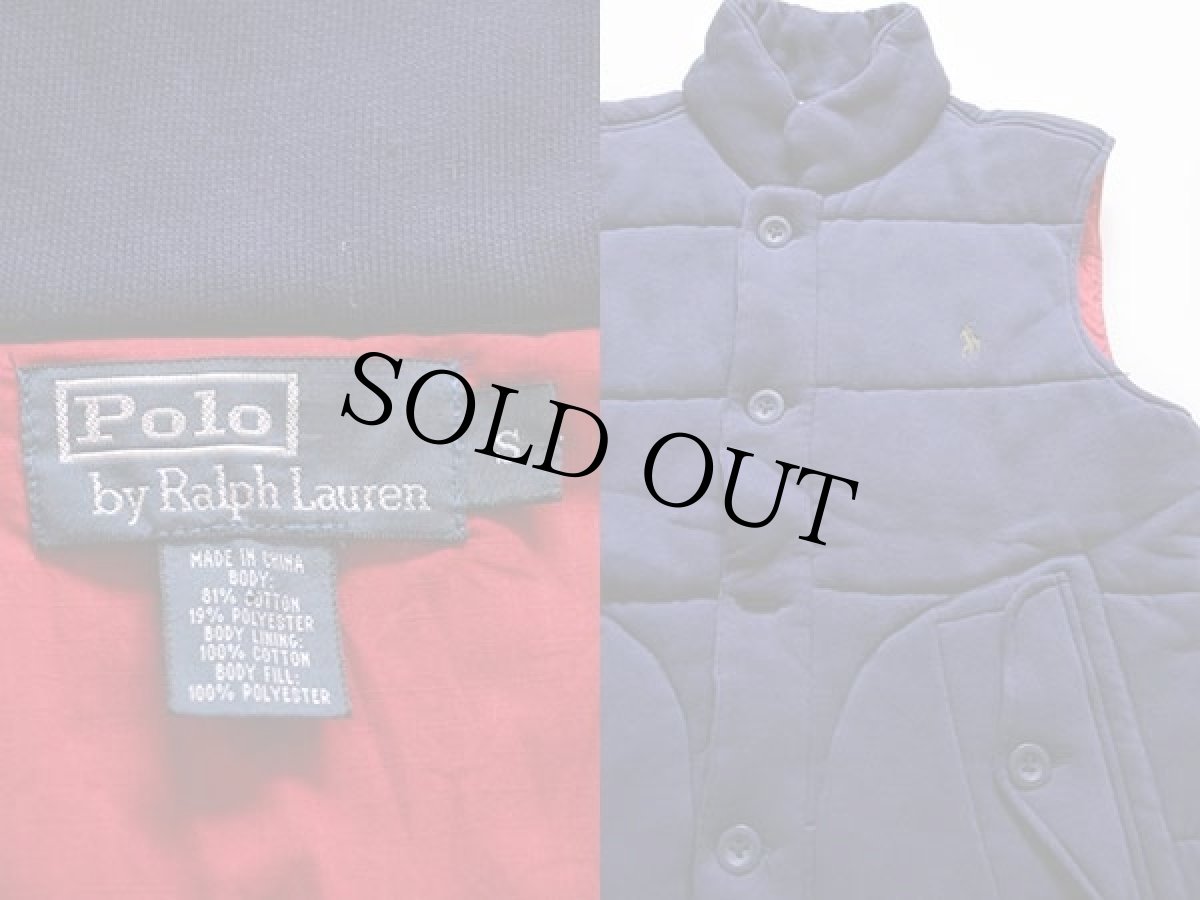 画像3: ポロ ラルフローレン ワンポイント 中綿入り スウェットベスト 紺 S (3)