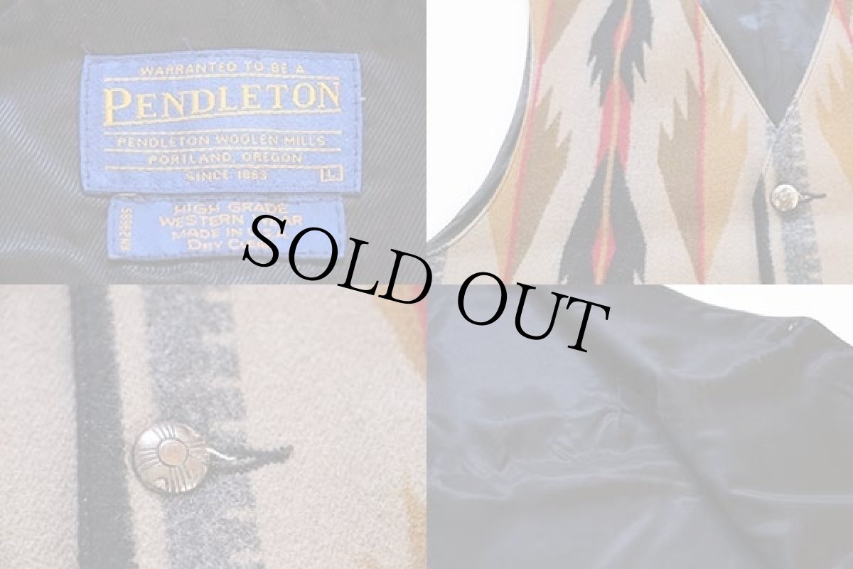画像3: 90s USA製 PENDLETONペンドルトン ネイティブ柄 ウール ラグベスト L (3)