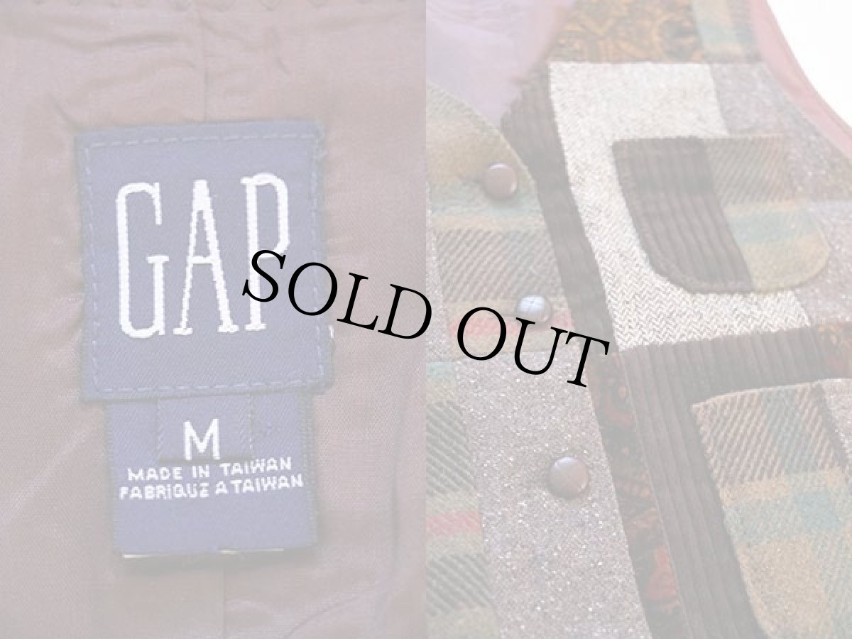 画像3: 90s GAPギャップ パッチワーク ベスト M (3)