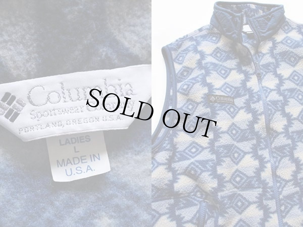 画像3: 90s USA製 Columbiaコロンビア ネイティブ柄 フリースベスト L-L (3)