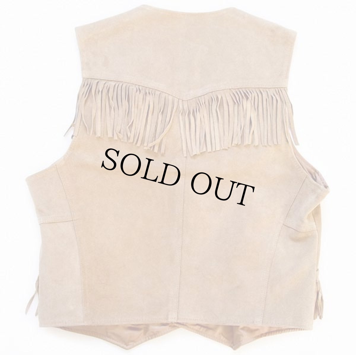 画像2: 70s Levi'sリーバイス フリンジ カウハイド スエード レザーベスト ベージュ XL (2)