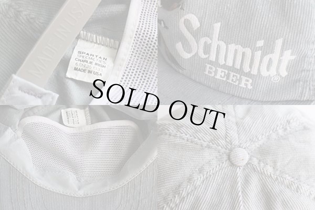 画像3: 80s USA製 Schmidt BEER コーデュロイキャップ グリーングレー (3)