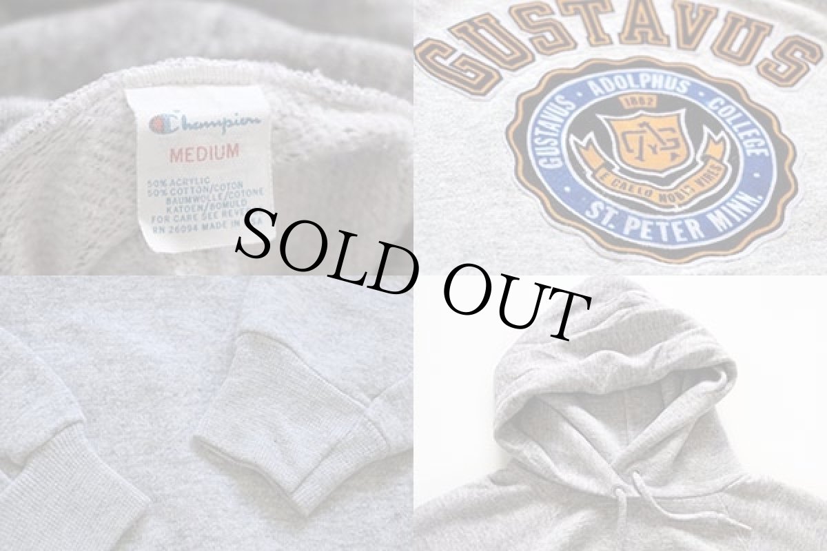 画像3: 80s USA製 Championチャンピオン GUSTAVUS フェルトプリント スウェットパーカー 杢グレー M (3)