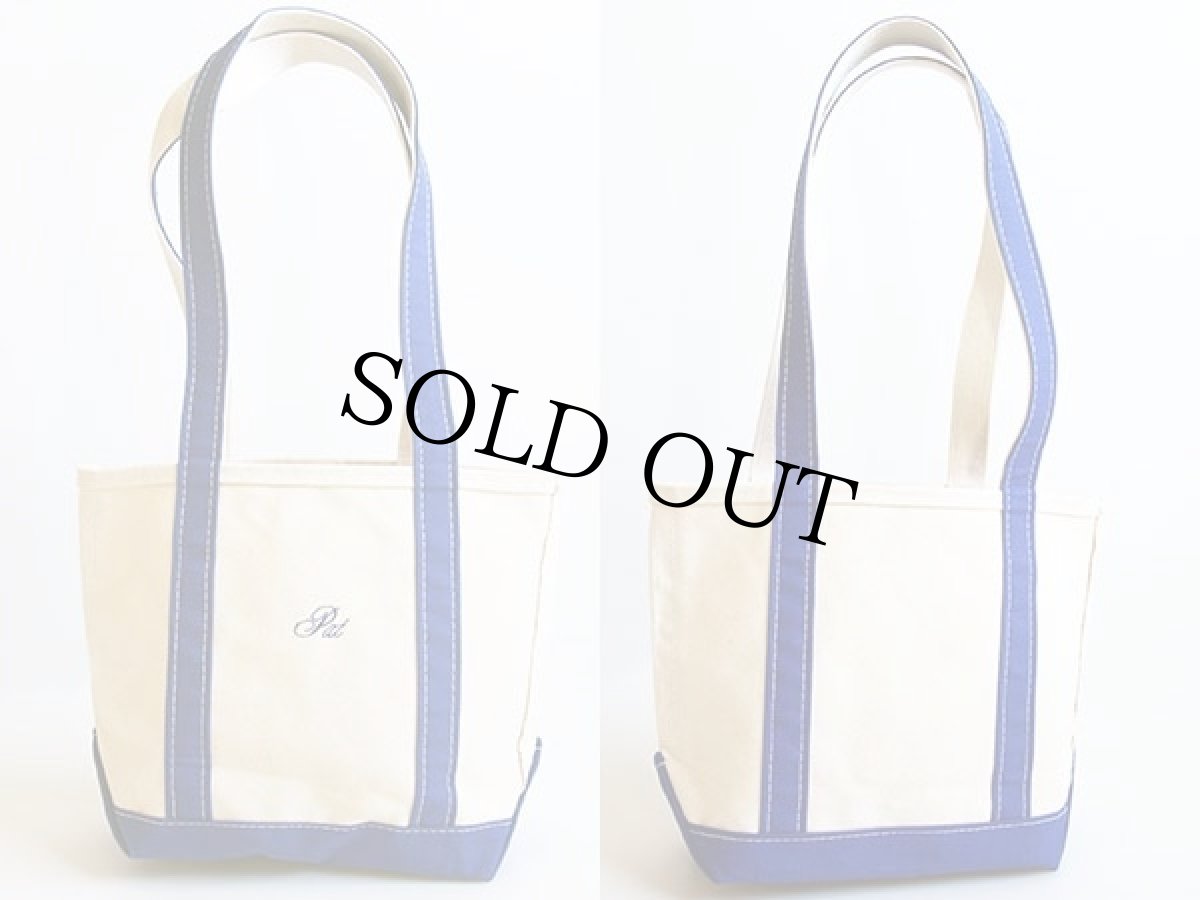 画像2: USA製 L.L.Bean BOAT AND TOTE Pat刺繍 ロングハンドル キャンバス トートバッグ 青 S★スモール (2)