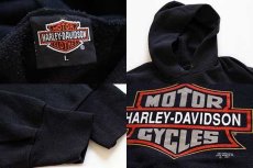 画像3: 90s USA製 HARLEY-DAVIDSONハーレー ダビッドソン 3D EMBLEM ロゴ スウェットパーカー 黒 L (3)