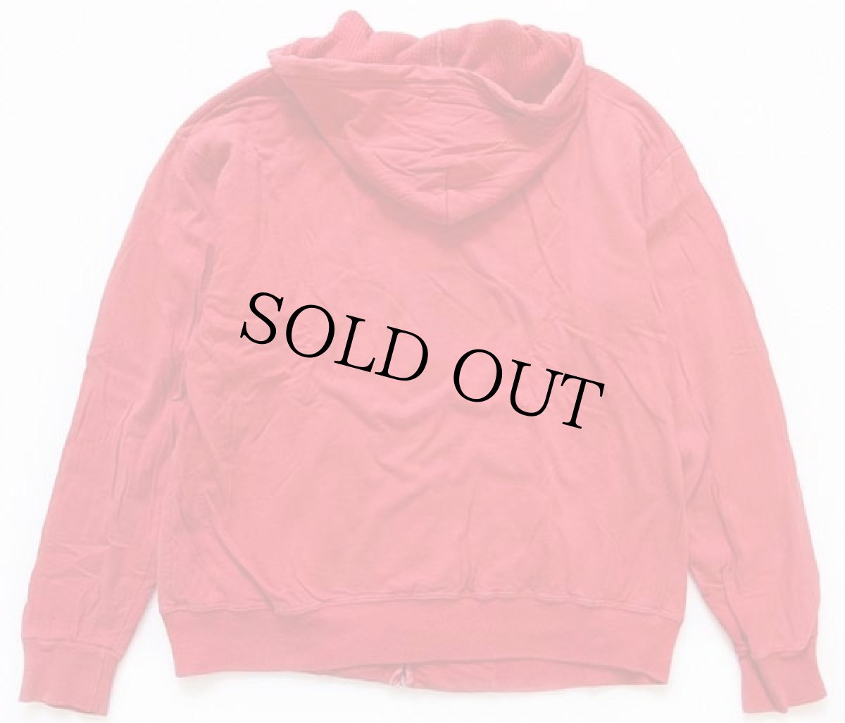 画像2: 70s UNKNOWN 無地 裏サーマル コットン スウェット ジップパーカー 赤 (2)