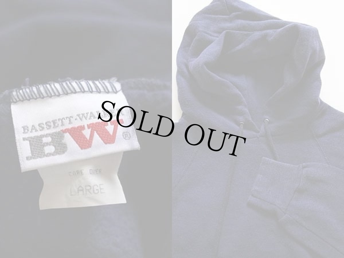 画像3: 80s USA製 BASSETT-WALKER 無地 スウェットパーカー 紺 L (3)