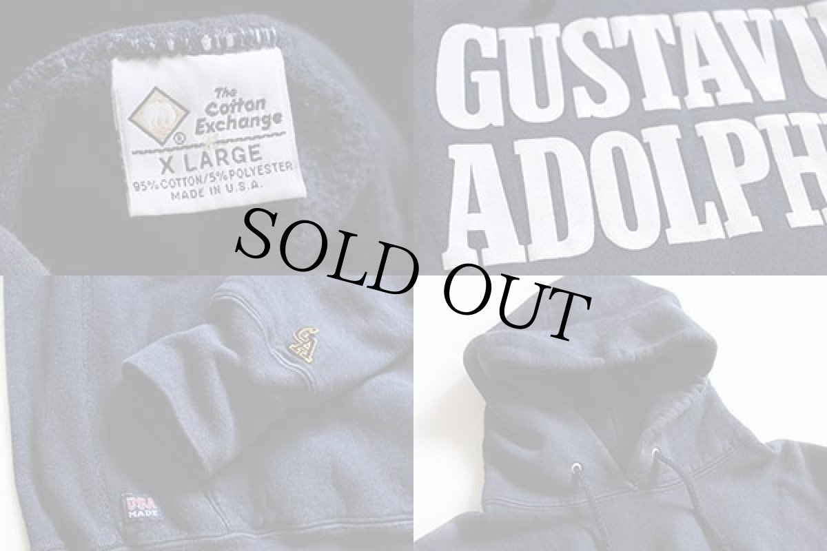 画像3: 90s USA製 The Cotton Exchange GUSTAVUS ADOLPHUS リバースウィーブ スウェットパーカー 紺 XL (3)