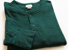 画像1: 90s USA製 L.L.Bean ヘンリーネック 2レイヤー アンダーシャツ 緑 L (1)