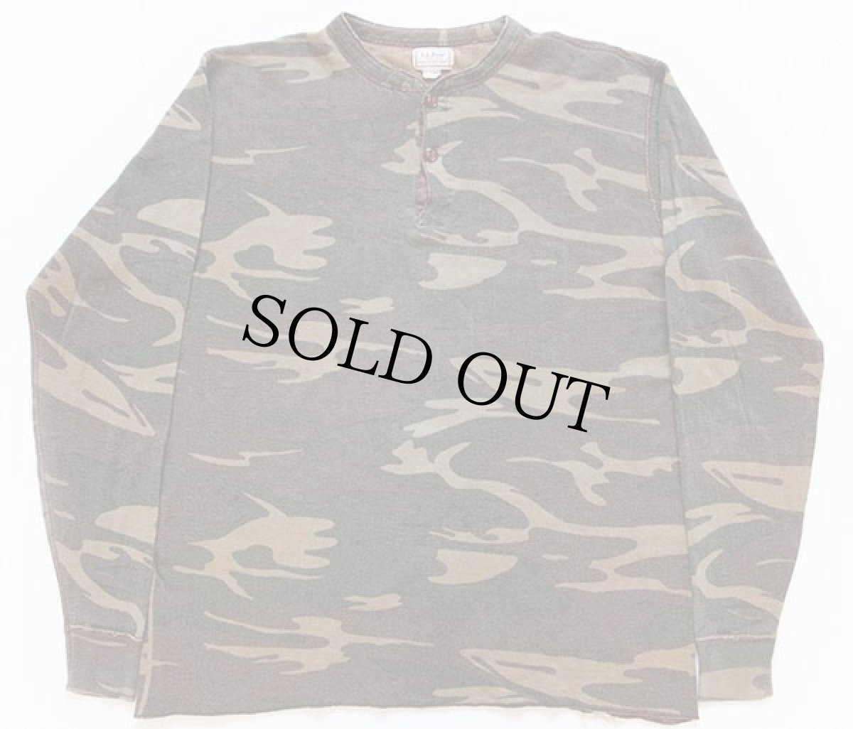 画像2: 80s USA製 L.L.Bean 迷彩 ヘンリーネック 2レイヤー アンダーシャツ XL (2)