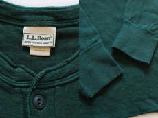 画像3: 90s USA製 L.L.Bean ヘンリーネック 2レイヤー アンダーシャツ 緑 L (3)
