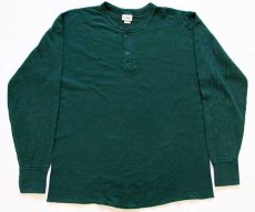 画像2: 90s USA製 L.L.Bean ヘンリーネック 2レイヤー アンダーシャツ 緑 L (2)