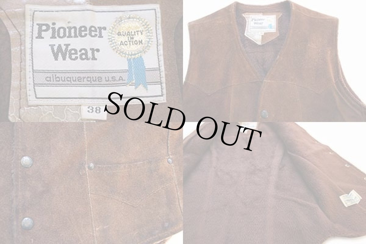 画像3: 70s Pioneer Wear ボアライナー スエード レザーベスト 焦げ茶 38 (3)